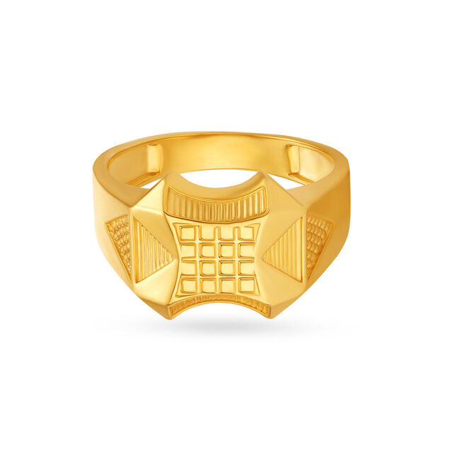 Artistic Geometric Gold Finger Ring For Men,,hi-res image number null