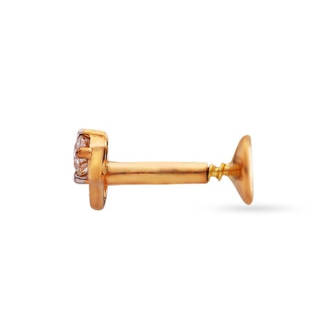 Leaf Inspired Gold and Diamond Nose Pin