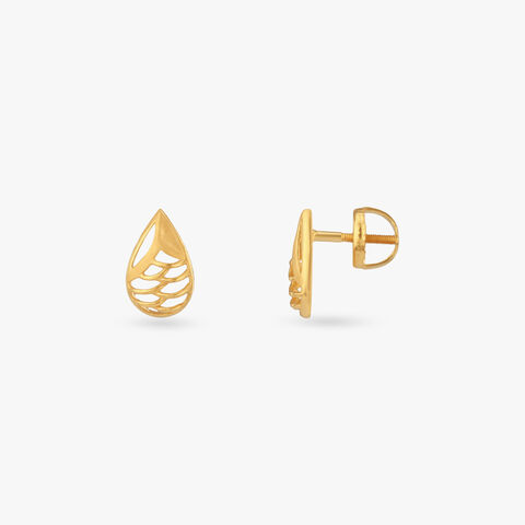Sculpted Teardrop Gold Stud Earrings