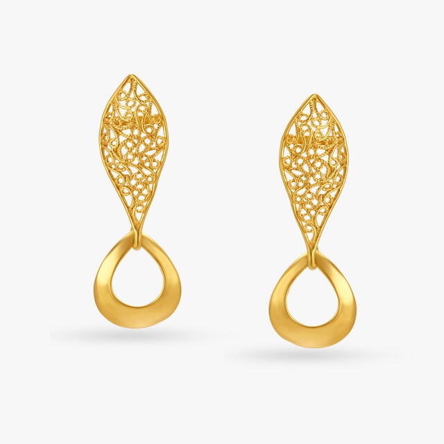 Contemporary Filigree Gold Drop Earrings,,hi-res image number null