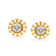 Shining 18 Karat Yellow Gold And Diamond Floral Studs,,hi-res image number null