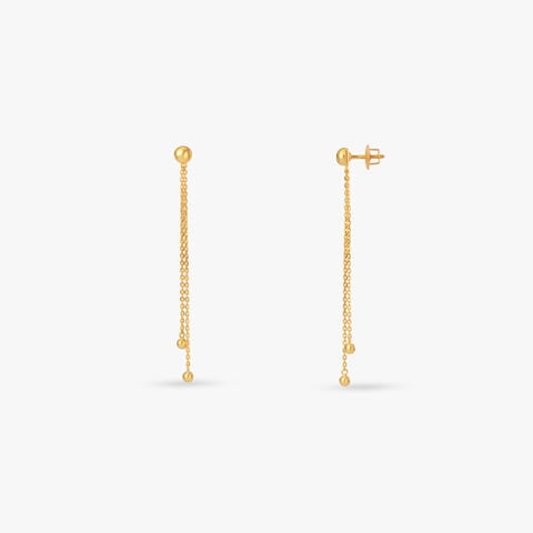 Twin Tassel Gold Drop Earrings