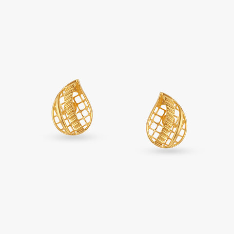 Teardrop Mesh Gold Stud Earrings
