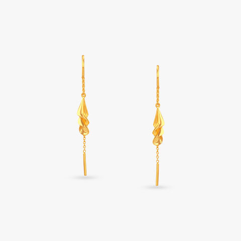 Twirl Chain Gold Drop Earrings