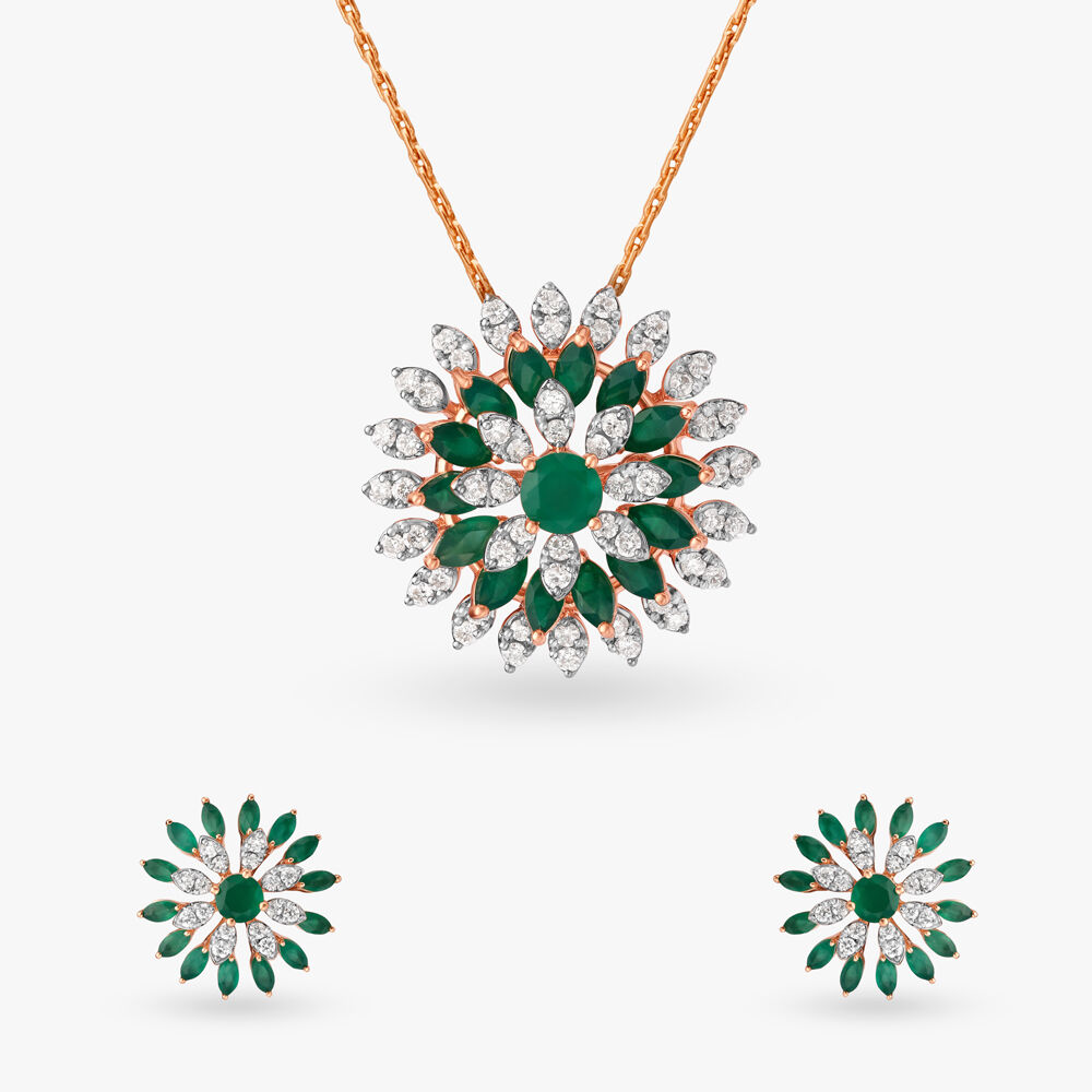 Emerald necklace tanishq clearance
