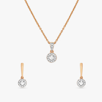 Radial Glamour Diamond Pendant with Chain and Earrings Set