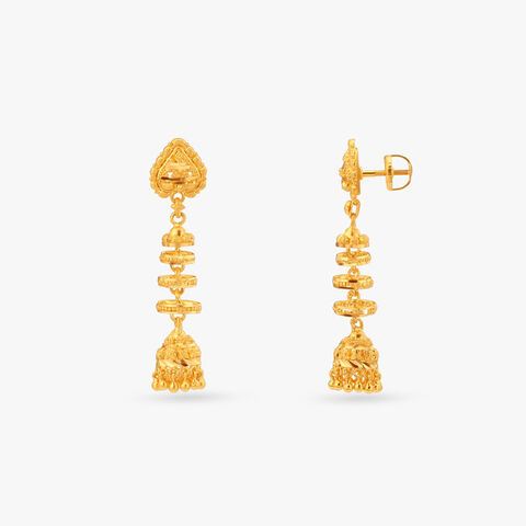 Stacked Grandeur Gold Jhumka Earrings