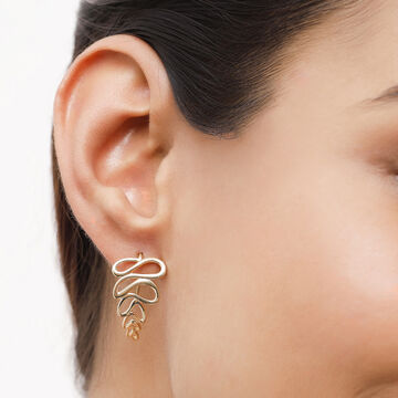 14 Kt Yellow Gold City Vines Hoop Earrings