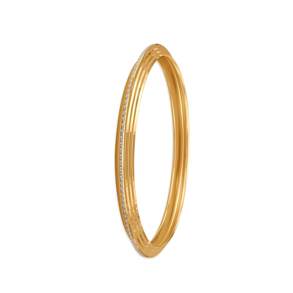 Rhodium Detailing Gold Kada for Men
