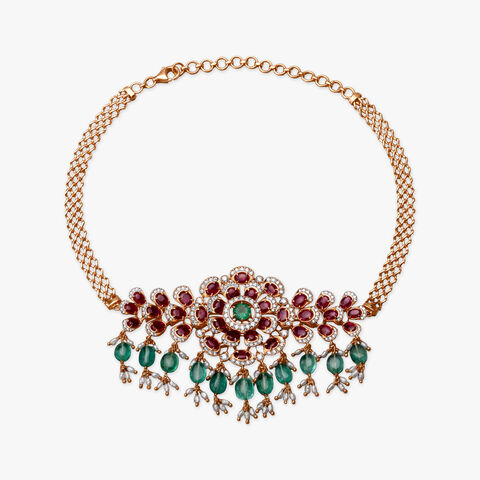 Regal Lotus Diamond Necklace Set