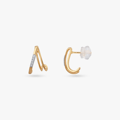 Flow Curve Diamond Hoop Earrings
