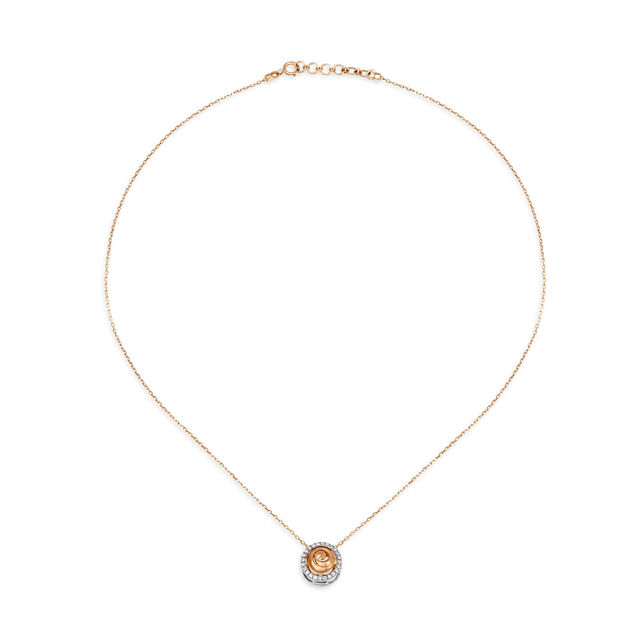 14KT White And Rose Gold Diamond Pendant with Chain,,hi-res image number null