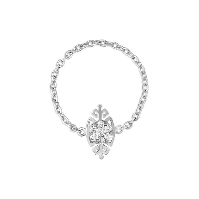 18 KT White Gold Fluid Floral Diamond Ring,,hi-res image number null