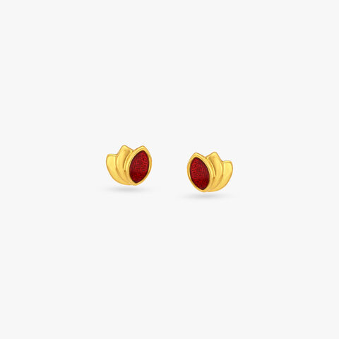 Crimson Muse Gold Stud Earrings for Kids