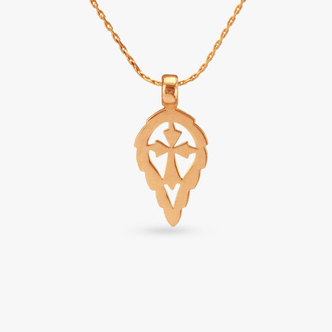 Leaf Cross Gold Pendant