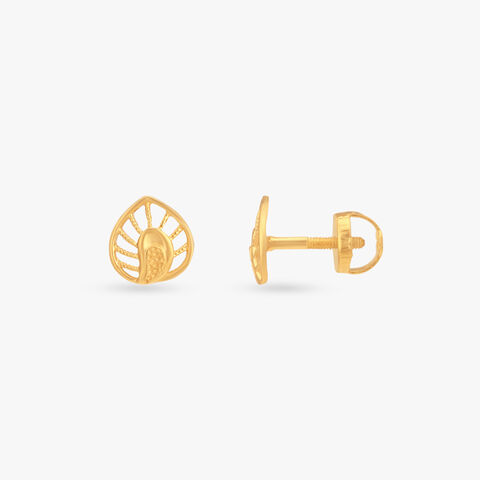 Sun Beam Gold Stud Earrings for Kids