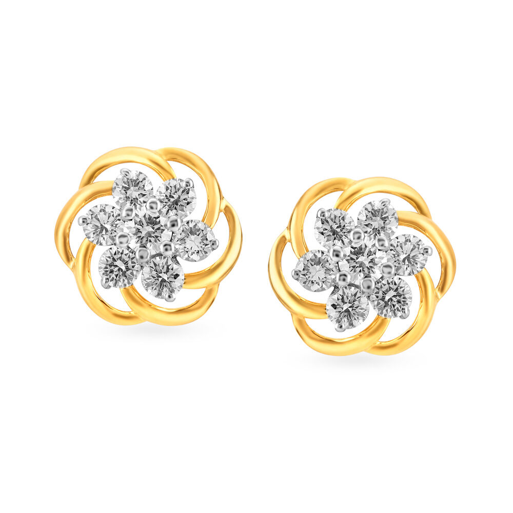 Floral Diamond Stud Earrings