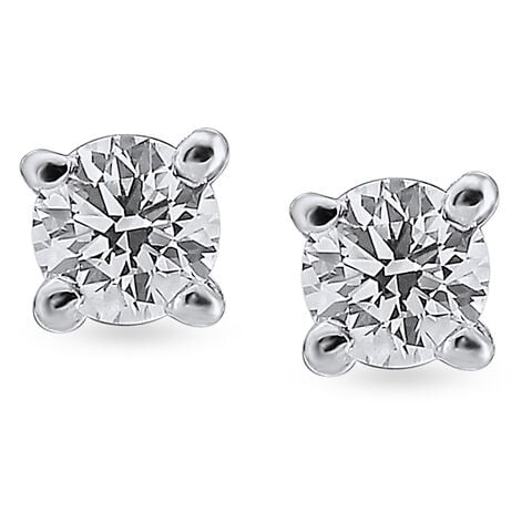 Contemporary Single Stone Diamond Stud Earrings