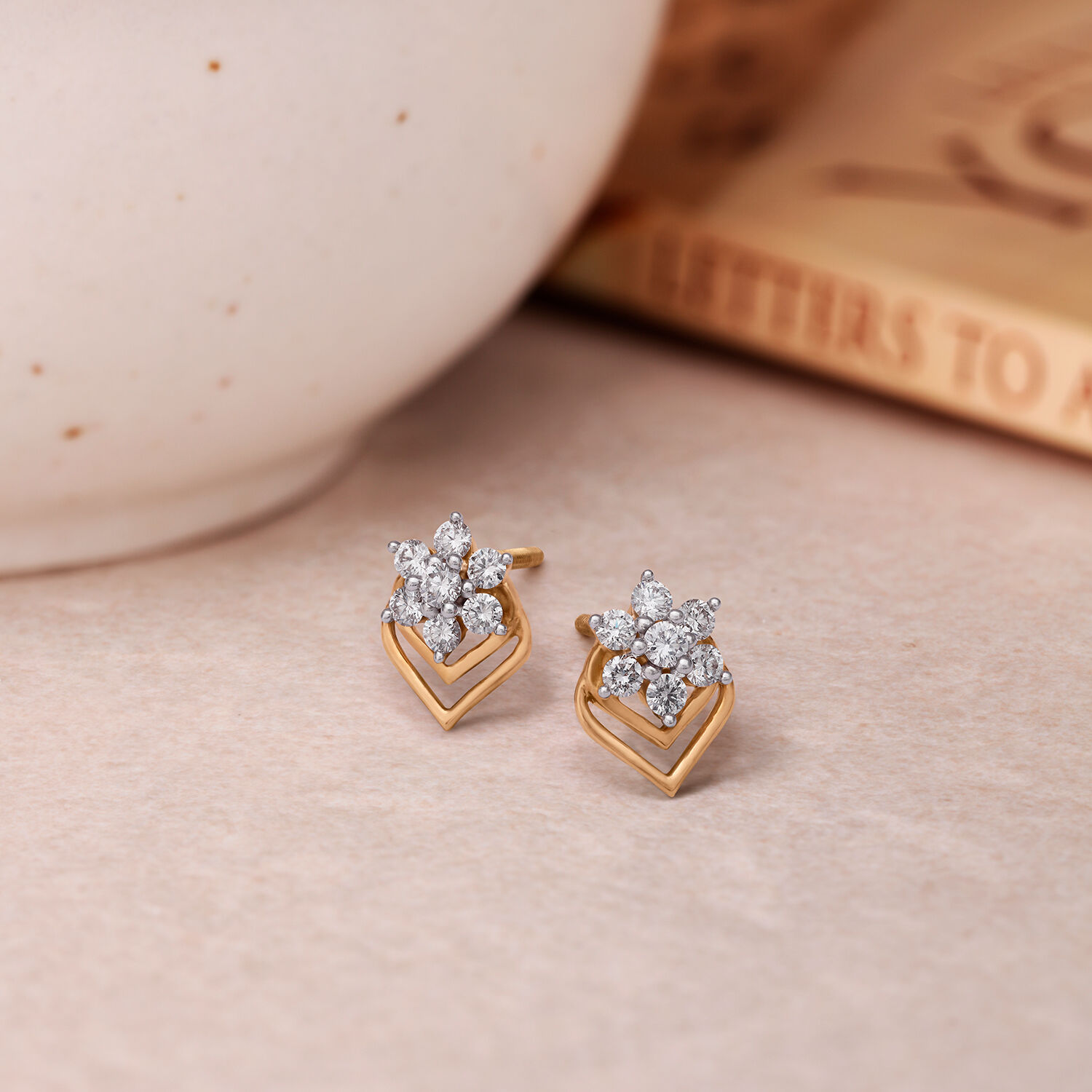 Nature Inspired Diamond Stud Earrings