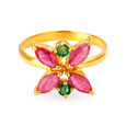 Floral 22 Karat Gold, Ruby And Emerald Ring,,hi-res image number null