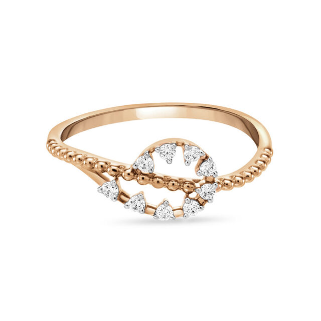 14 KT Wavy Rose Gold and Diamond Ring,,hi-res image number null