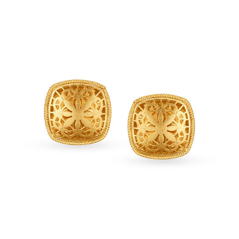 Striking Floral Gold Stud Earrings