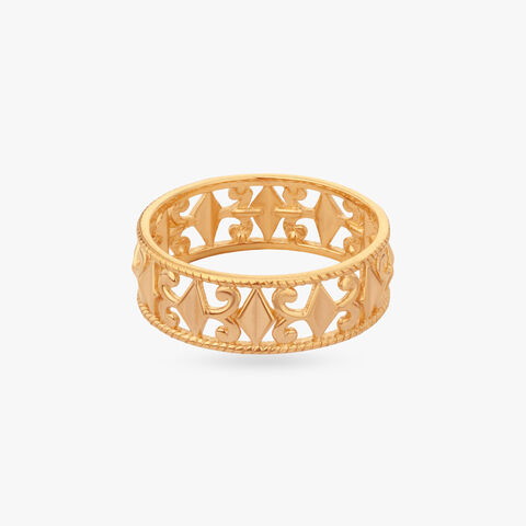 Geometric Filigree Gold Ring