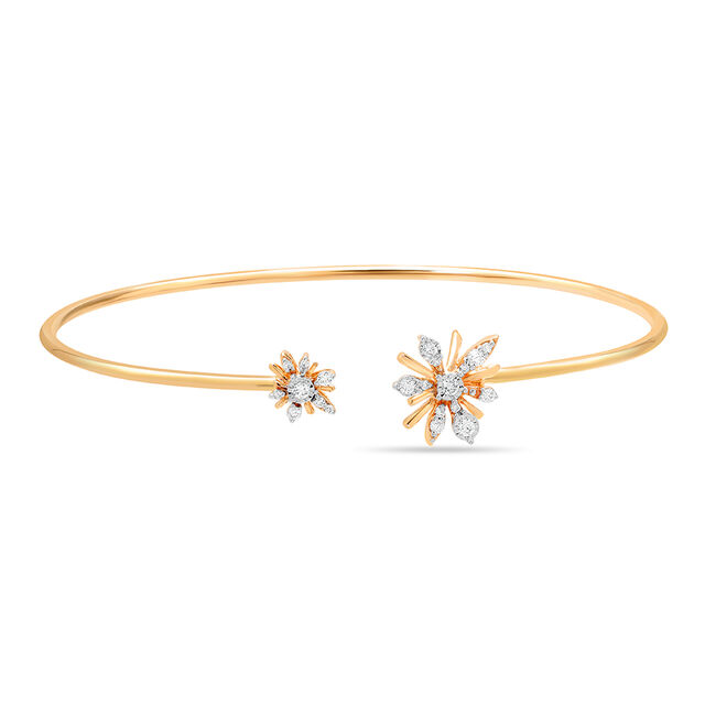 14 Karat Yellow Gold Blooming Diamond Bangle,,hi-res image number null
