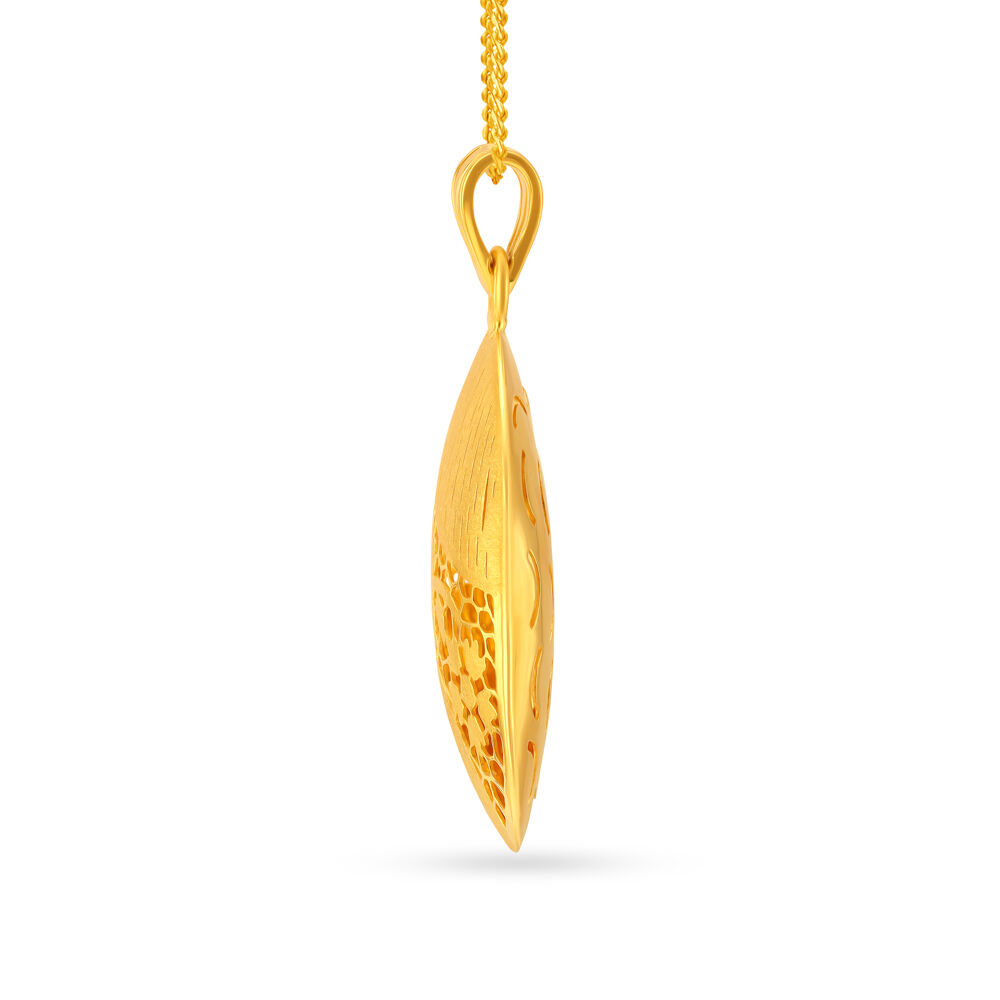 Unique Design Laser Cut Floral Pattern Gold Pendant