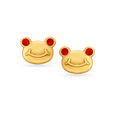 Smiley Panda Gold Stud Earrings For Kids,,hi-res image number null