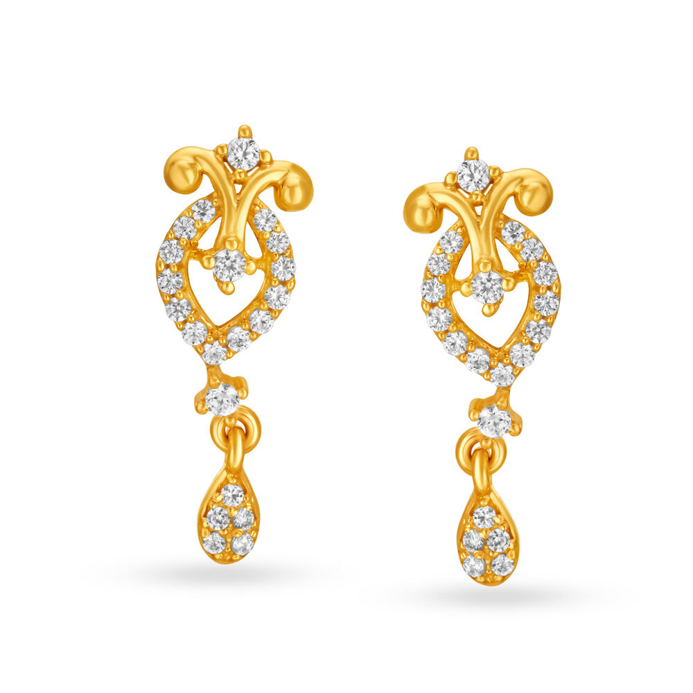 Tanishq Gold Earrings  22K Unique Stud  दलल म आभषण 135356902   कलकइडय हद