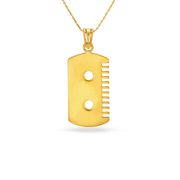 Comb Style Gold Pendant For Men