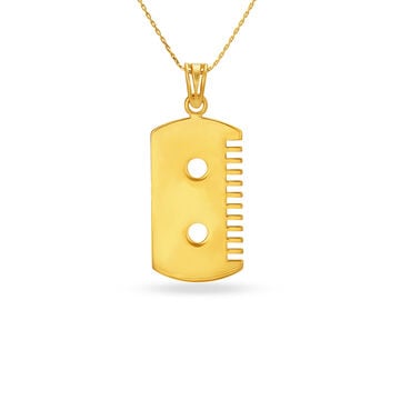 Comb Style Gold Pendant For Men