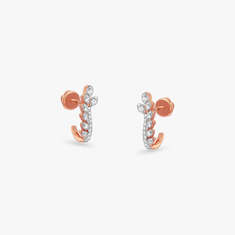 Leaf Trail Diamond Hoop Earrings