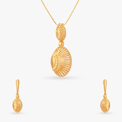 Sunburst Symphony Gold Pendant and Earrings Set