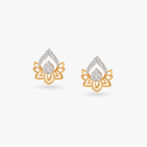 Sacred Lotus Diamond Stud Earrings