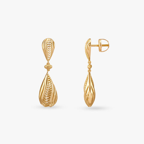 Lustrous Swirl Gold Drop Earrings