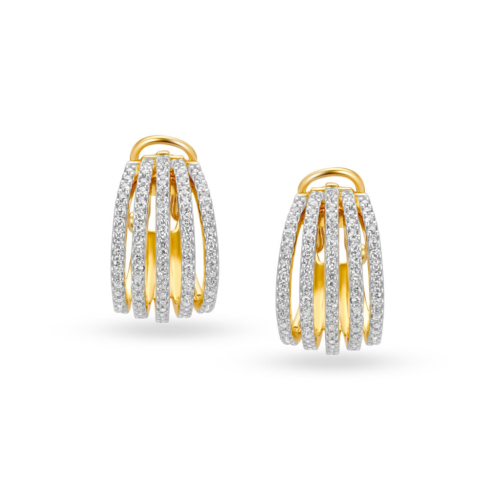 Stylish Diamond Hoop Bali Earrings