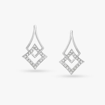 Pristine Geometric Diamond Drop Earrings