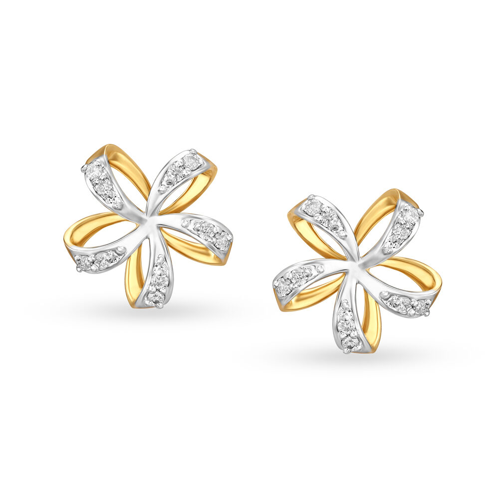 Classic Gold and Diamond Solitaire Look Stud Earrings