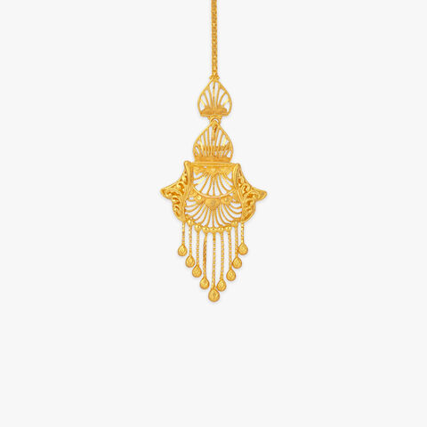 Arched Drape Gold Maang Tikka