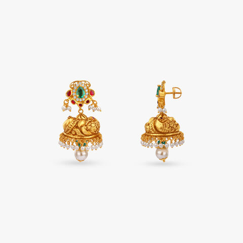 Heritage Pavilion Gold Jhumka Earrings