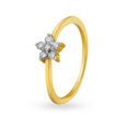 Dainty Floral Gold and Diamond Finger Ring,,hi-res image number null