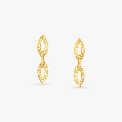 Linked Leaves Gold Drop Earrings