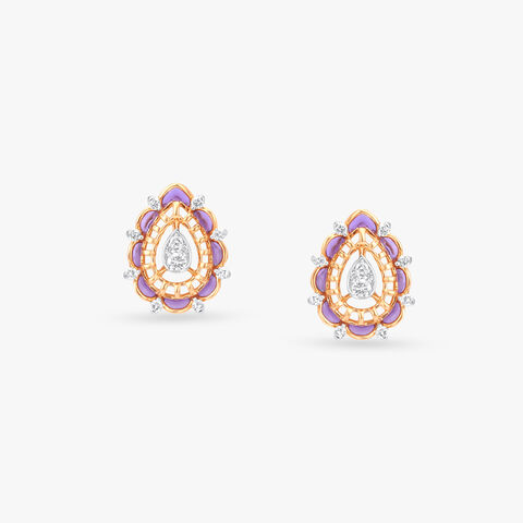 Violet Aura Diamond Stud Earrings