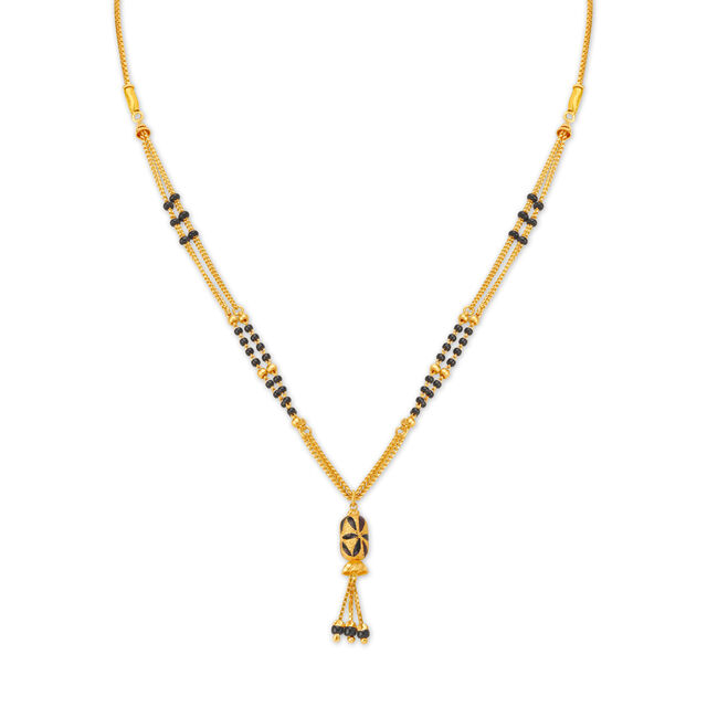 Dual Chain Floral Motif Gold Mangalsutra