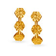 14KT Yellow Gold Hoop Earrings With Hexagon Design,,hi-res image number null