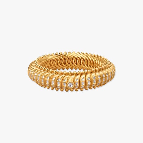 Ribbed Gleam Gold Bangle