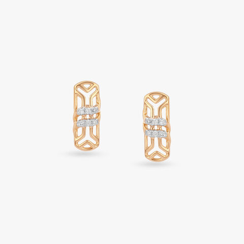Architectural Frame Diamond Stud Earrings