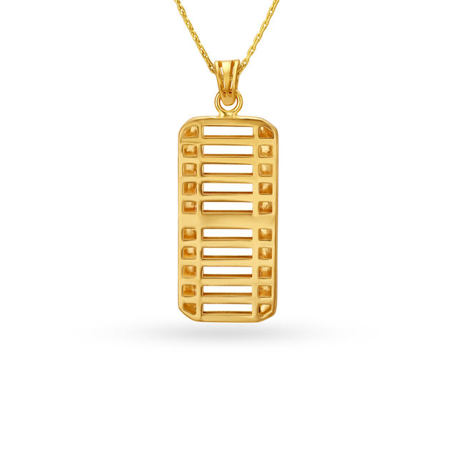 Stripe Cut Gold Pendant For Men,,hi-res image number null